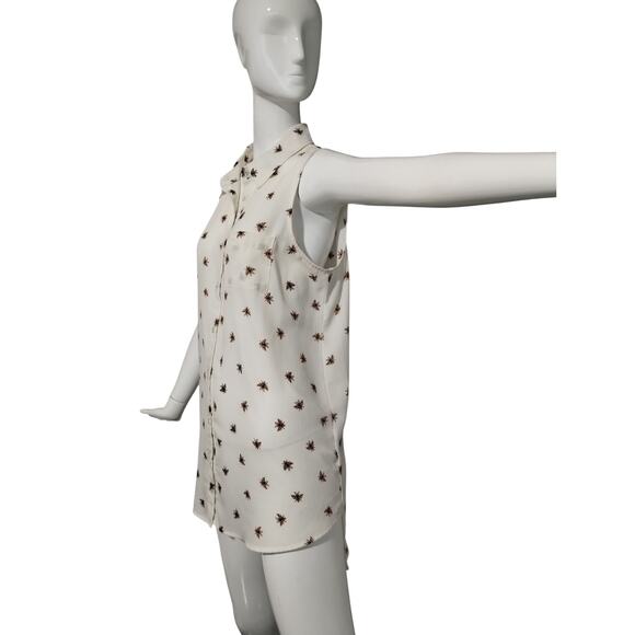 Label Rachel Roy Women's M Bumble Bee Button Down Sleeveless High Low Tunic Top - Picture 2 of 9